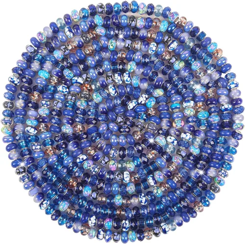 Vista 9 de 60 Piezas Cuentas Espaciadoras de Agujero Grande Cuentas Negras Surtidas Europeas para Manualidades Cuentas Grandes de Agujero Grande Lampwork