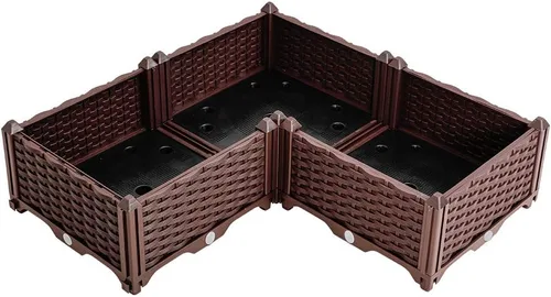Vista 55 de BAOYOUNI - Juego de jardinera cuadrada para interiores o exteriores, maceta de plástico, caja de cultivo para verduras frescas, hierbas, flores
