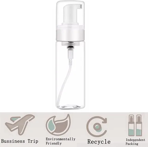 Vista 6 de Botella dispensadora de espuma, 3 botellas vacías transparentes de 7 onzas líquidas, botella de espuma de plástico, botella de jabón de viaje