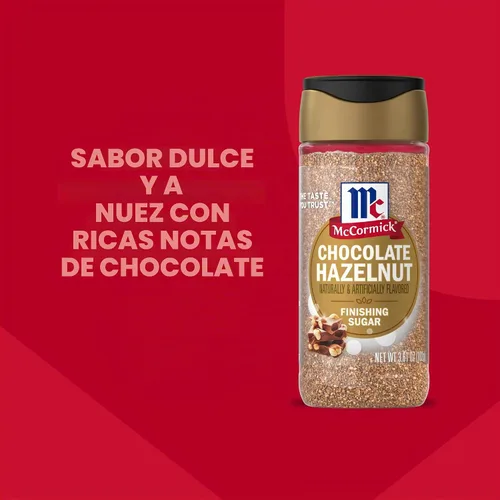 Vista 11 de McCormick Azúcar de acabado, avellana de chocolate, edición limitada, rico cacao y notas de avellana tostada, para galletas, helado, postres