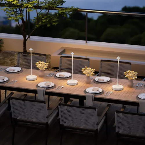 Vista 5 de Lámpara de mesa inalámbrica pequeña, recargable, funciona con pilas, lámpara táctil LED de 4000 mAh, regulable, portátil, impermeable