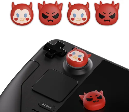 Vista 2 de PlayVital Halloween Thumb Grip Caps for Steam Deck LCD, Silicone Thumbsticks Grips Joystick Caps for Steam Deck OLED - Little Devils