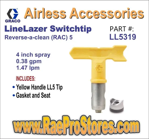Vista 3 de Graco #LL5-319 - LineLazer RAC 5 SwitchTip - 0.019 pulgadas (tamaño del orificio) - para 4 pulgadas Ancho de línea - LL5319