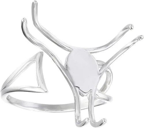 Vista 7 de Anillo de garra de plata de ley 925 con ajuste de base de anillo en blanco para ajuste de piedras preciosas irregulares, joyería hecha a mano