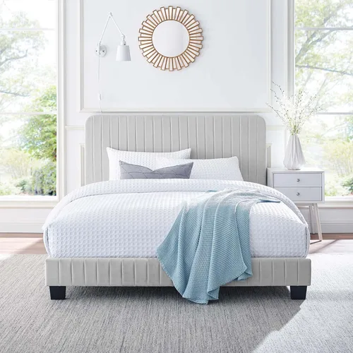 Vista 11 de Modway Celine - Cama con plataforma de terciopelo copetudo y alto rendimiento con canal en color rosa polv