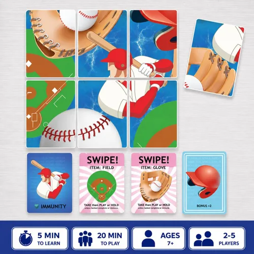 Vista 5 de Juego de cartas – Juego de rompecabezas y estrategia de béisbol de ritmo rápido para niños, adolescentes y adultos 2–4 jugadores o juego en