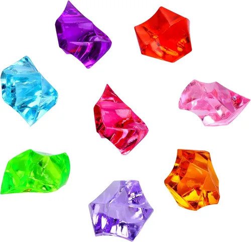 Vista 6 de 180-190 gemas falsas acrílicas multicolores, rocas de hielo trituradas, joyas de plástico para rellenos de jarrones, dispersión de mesa, relleno