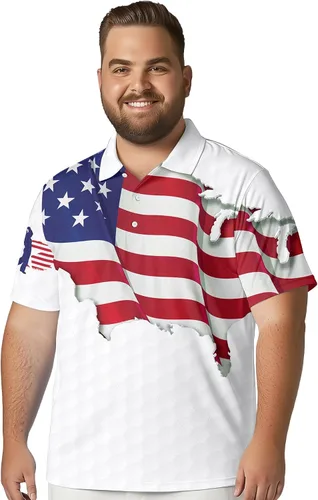Vista 4 de PAGYMO Camisas de golf para hombre, con estampado divertido y loco hawaiano