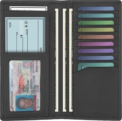 Vista 3 de NopoWalli - Cartera de cuero genuino para hombre Negro - Piel auténtica