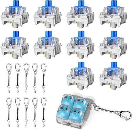 Vista 14 de Zhouwang Clickers de teclado para impresiones 3D, kit de 36 interruptores Azul