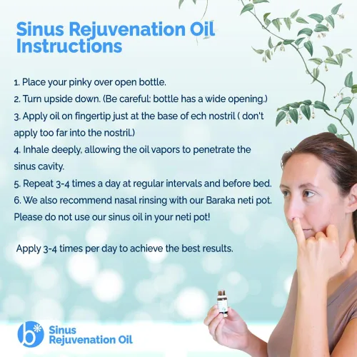 Vista 3 de Baraka Aceite de rejuvenecimiento sinusal – Mezcla de 6 aceites esenciales orgánicos para una respiración nasal clara, alivia la presión sinusal