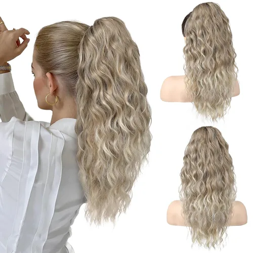 Vista 24 de SEIKEA Highight - Extensión de cola de caballo de 10 pulgadas, corta, gruesa, ondulada, suave, de aspecto natural, clip en una pieza, cola de Marrón