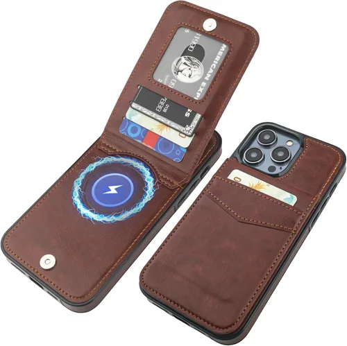 Vista 23 de KIHUWEY Compatible con iPhone 14 Pro Max Funda Cartera Plegable con Soporte para Tarjeta de Crédito, Cierre Magnético de Cuero Premium, Función