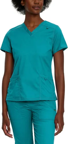 Vista 9 de Landau Proflex 4160 - Camiseta médica elástica con 3 bolsillos para mujer Caribe