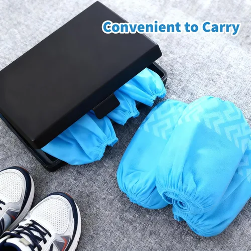 Vista 7 de 520 fundas desechables para botas a granel, desechables, no tejidas, protector de zapatos azul, protector antideslizante para museo, hogar, escuela