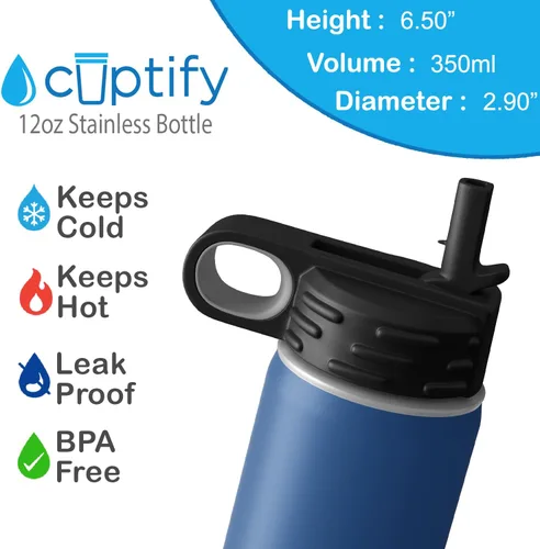 Vista 28 de Cuptify Botella de agua para niños personalizada con nombre en botella de agua aislada con anillo brillante verde de 12 onzas Verde brillante