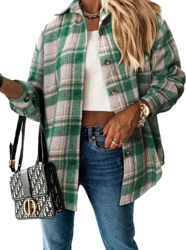 Vista 29 de ZOLUCKY Chaqueta de manga larga con botones para mujer, talla grande, blusas