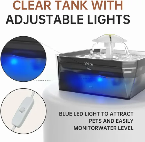 Vista 17 de Veken Fuente de agua para gatos pequeña apta para mascotas con bomba silenciosa, fácil de limpiar y montar, mini dispensador de agua para mascotas