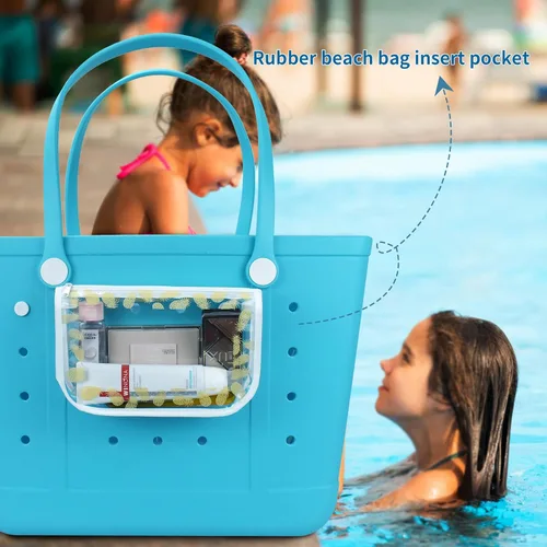 Vista 2 de Chokoter Bolsa de inserción para bolsa de playa, 2 paquetes de bolsas interiores para accesorios de bolsa de playa, bolsas impermeables