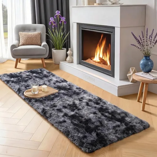 Vista 10 de Alfombras grises pequeñas para dormitorio, 2 x 4 pies, alfombras de pasillo lavables de felpa para pasillo 2- Gris