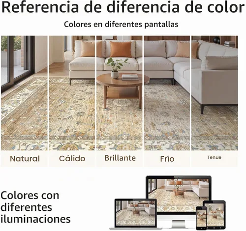 Vista 6 de befbee - Alfombra para sala de estar, lavable y resistente a manchas, con base antideslizante, ideal para dormitorio y cocina, decoración clásica