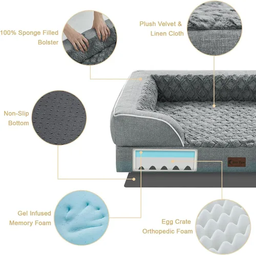 Vista 72 de Camas ortopédicas para perros grandes, cama de espuma viscoelástica impermeable para mascotas grandes con lados 89x56 cm, sofá para perros grandes