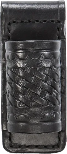 Vista 2 de Aker Leather A554 Flashlight Holder, Duty Belt Holster, Fits Streamlight Stinger and Surefire 6P Flashlights, Open Top and Bottom Access, Snap-On