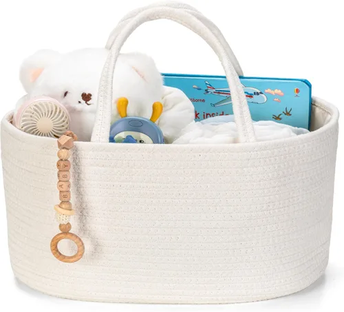 Vista 16 de Diaper Caddy Organizer, Empty Gift Basket with Gift Wrap for Newborn Essentials, Baby Storage Basket, Stylish Gift Bag for Baby Shower, Boys and