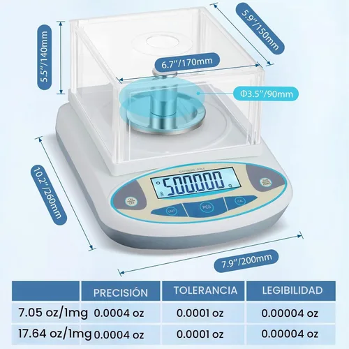Vista 6 de BAOSHISHAN Balanza electrónica analítica del laboratorio de la balanza de laboratorio de la precisión 1mg de la balanza electrónica de 17.64 oz/0.00