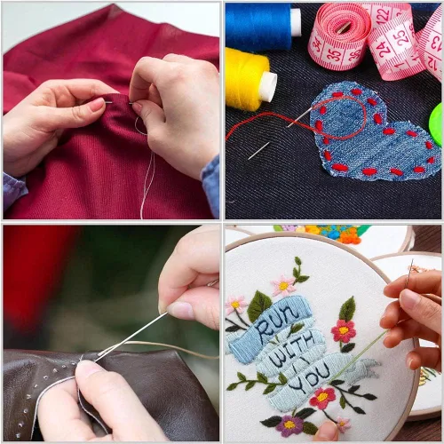 Vista 5 de Paquete de 30/60 agujas de coser prémium para reparación de costura a mano con 2 Threaders, 6 tamaños surtidos agujas de costura grandes