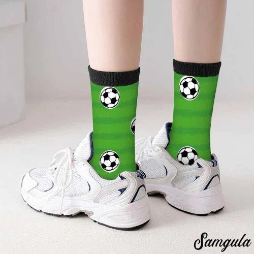 Vista 6 de Samgula Red Striped Crew Socks for Woman Size 6-8 Christmas Tree Moose Snowflake Dots Lines Girls Socks
