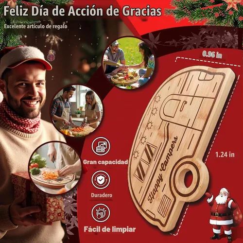 Vista 2 de Tabla de cortar grande para autocaravana, tabla de cortar de madera para cocina, bandeja de servir y tabla de cortar, regalos únicos de RV
