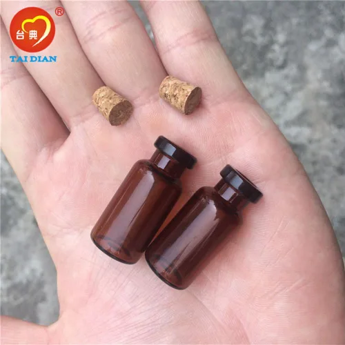 Vista 7 de Frascos de vidrio ámbar de 0.1 fl oz con corcho vacíos pequeños tarros de vidrio marrón