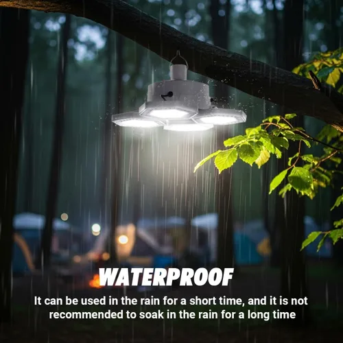 Vista 6 de Luz solar USB para acampar con control remoto, luz impermeable para tienda de campaña 360° Lighting, Folding & Hanging Design, Outdoor Lantern