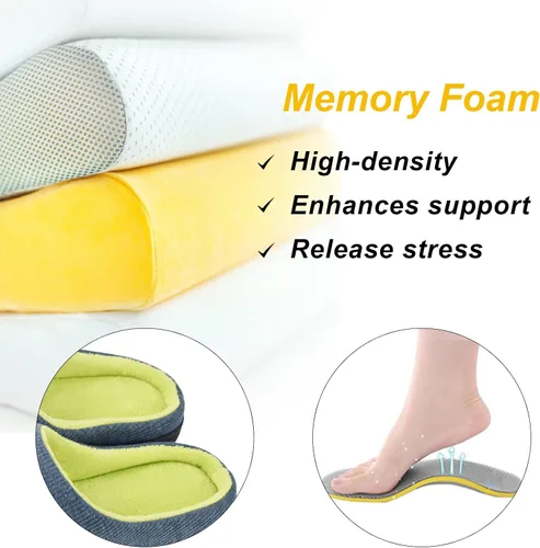 Vista 4 de Pantuflas de espuma viscoelástica para hombre, pantuflas de casa para hombre, cómodas y transpirables, textura de mezcla de algodón, forro