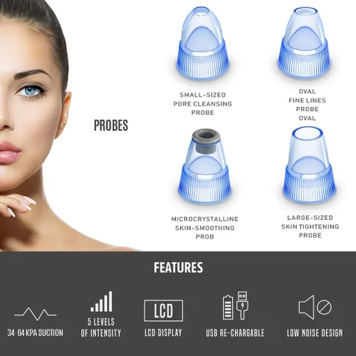 Vista 3 de Eliminador de puntos negros para la cara, dermasuction BlueOrchids para eliminación de puntos blancos, ventosa de acné, limpiador de poros al vacío