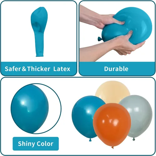 Vista 3 de Kit de arco de globos azules y naranjas, kit de guirnalda de arco de globos espaciales con globos plateados metálicos, globos de látex azul marino