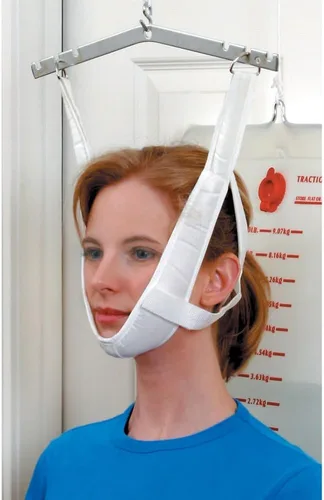 Vista 2 de DMI Cabestro de cabeza acolchada de espuma de repuesto para el hogar, juegos de tracción cervical para aliviar el dolor de cuello, color blanco