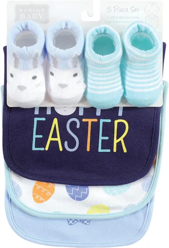 Vista 169 de Hudson Baby Conjunto de babero y calcetines unisex de algodón para bebé