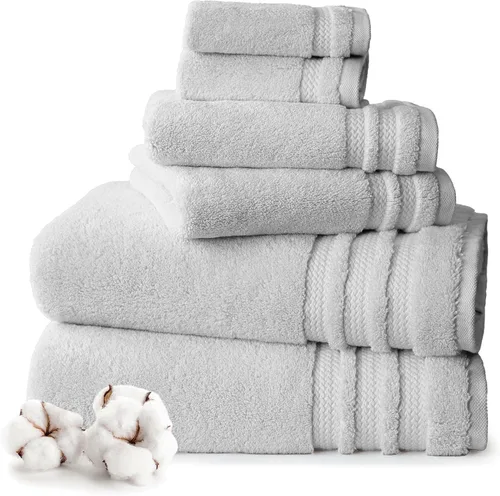 Vista 22 de TRIDENT Juego de 4 toallas de baño beige de secado rápido 100% algodón
