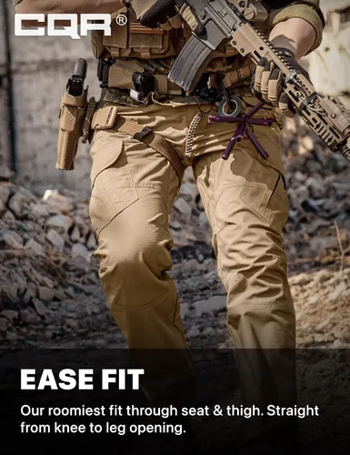 Vista 5 de CQR - Pantalones tácticos tipo cargo para hombre, tejido ripstop, resistentes al agua, ligeros, para uso diario, trabajo, senderismo o exteriores