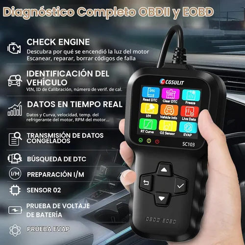 Vista 6 de Escáner OBD2, CGSULIT SC103 Lector de Códigos de Automóvil Diagnostica Verificar Luz del Motor Verificación de Emisiones DTCs Herramienta de Escaneo