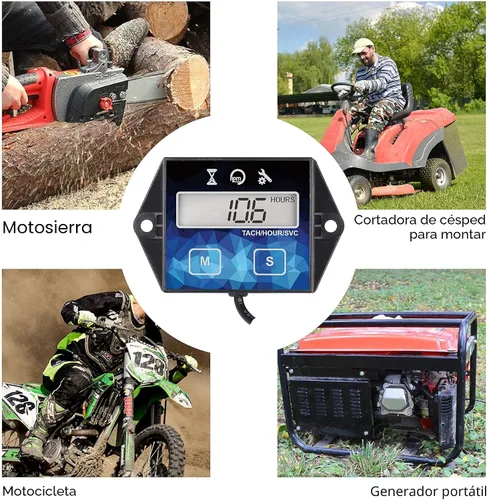 Vista 7 de Runleader Medidor de horas de motor pequeño, tacómetro digital, recordatorio de mantenimiento, batería reemplazable, apagado del usuario, uso