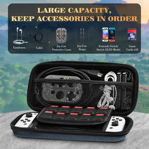 Vista 5 de MoKo Accesorios de almacenamiento para Switch con 1 funda de juego de 48 ranuras y 1 funda de transporte de viaje para interruptor