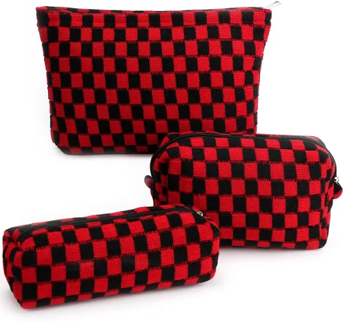 Vista 10 de Juego de 3 bolsas de maquillaje para niñas y mujeres, organizador de viaje, bolsa de aseo de baño, bolsa de almacenamiento de gran capacidad