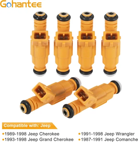 Vista 2 de Inyectores de combustible 0280155710 compatibles con Jeep Cherokee Grand Cherokee 1987-1998 Wrangler Comanche 4.0L 4 agujeros inyector