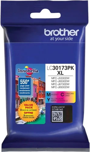 Vista 2 de Brother Printer LC30173PK Paquete de 3 cartuchos de tinta de alto rendimiento XL - 1 unidad: tinta cian/magenta/amarillo