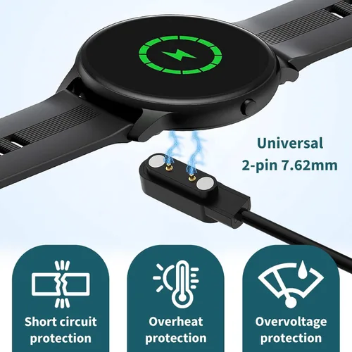 Vista 5 de Paquete de 2 cables de carga magnéticos para reloj inteligente, 2 pines de 0.30 in, cable de carga de repuesto USB compatible con reloj inteligente