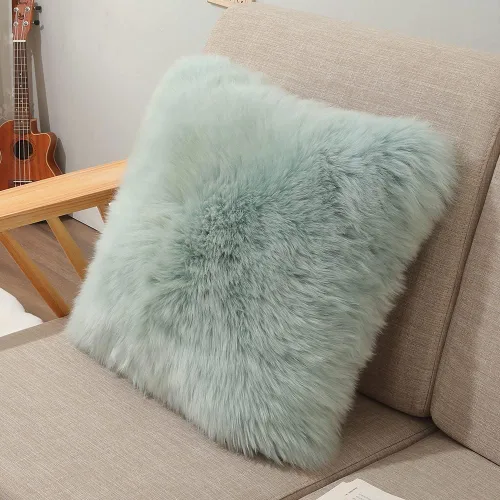Vista 7 de LLB Fundas de almohada de lana de oveja auténticas para sofá, fundas de almohada decorativas y esponjosas cuadradas, fundas de almohada de 18x18