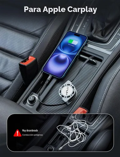Vista 7 de MINLU Paquete de 2 cables USB tipo C a Lightning de 4 pies, cargador retráctil para iPhone de carga rápida para automóvil retráctil, cable USBC